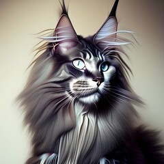 The cat is definitely something special and unique. His fur is neatly groomed and the sides are cropped to accentuate his muscles - generative ai - obrazy, fototapety, plakaty