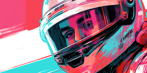 F1 Driver, Illustration, Formula 1 Driver, Generative AI - obrazy, fototapety, plakaty