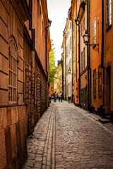 Narrow street in Stockholm, Sweden
