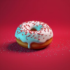 Colorful donut with sprinkles. Generative AI