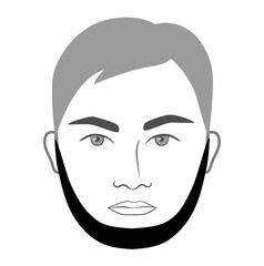 Long Chin Strap Beard style men in face illustration Facial hair. Vector grey black portrait male Fashion template flat barber collection set. Stylish hairstyle isolated outline on white background.