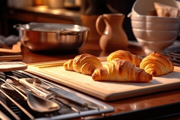 make Puff pastry in front oven and stuff food photography