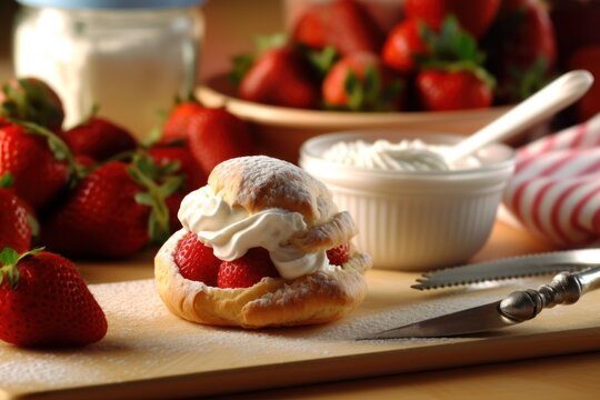 Make Strawberry Cream Puff Pastry In Kitchen Stuff Food Photography