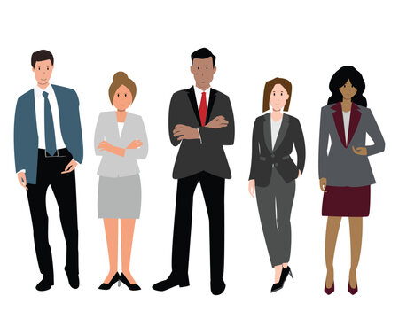 diverse businessman and businesswoman standing and wearing formal suits for teamwork or show as office worker