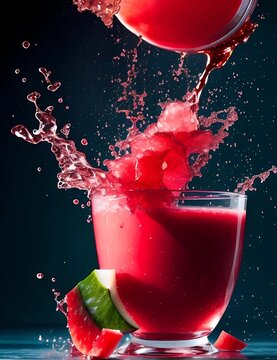 watermelon juice splash in glass
