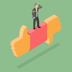 3D Isometric Flat Vector Conceptual Illustration of Disadvantage vs Advantage, Choice Between Positive and Negative Arguments