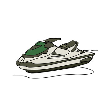 recommend clip art: One continuous line drawing of a  jetski on the sea. Jetski concept illustration in simple linear style. Sea sprot design concept vector illustration