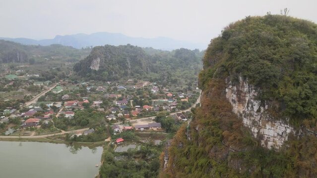 The aerial view of Viang Xai in Laos