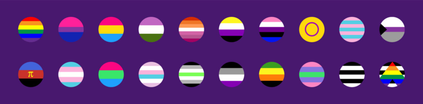 Flags of LGBT. Gay, Lesbian, Bisexual, Transgender and Queer pride symbols