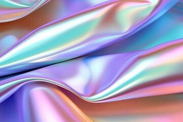 Abstract fluid holographic pastel curved wave in motion colorful background, Gradient design. Generative AI