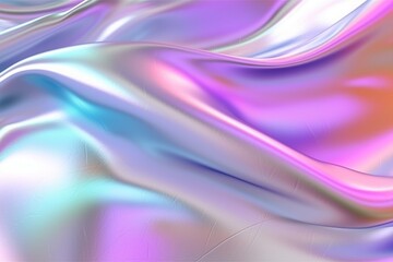 Naklejka premium Abstract fluid holographic pastel curved wave in motion colorful background, Gradient design. Generative AI