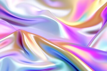 Fototapeta na wymiar Abstract fluid holographic pastel curved wave in motion colorful background, Gradient design. Generative AI