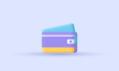 illustration creative purple wallet bankcard 3d icon vector symbols isolated on background