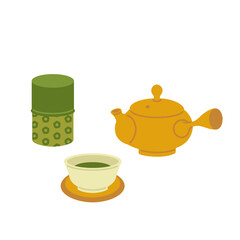 急須と湯呑と茶筒のイラスト