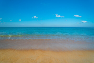 Nature view of beautiful tropical beach and sea in sunny day. Beach sea space aera