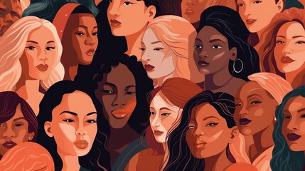 An illustration depicting the diversity of women. Generative AI. 
