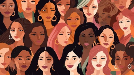An illustration depicting the diversity of women. Generative AI. 