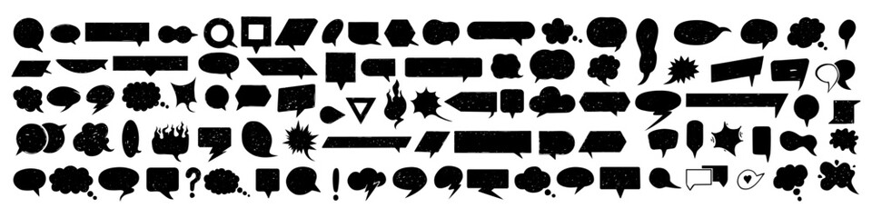 Speech bubble icon set. Hand drawn chat icon set, isolated on white background. Chat icon set.