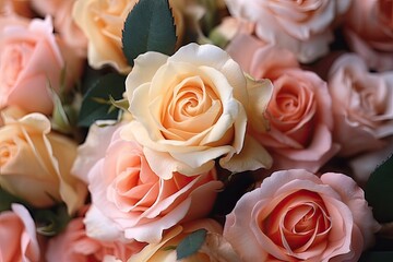 Portrait a beautiful rose flowers with light exposure AI Generative
