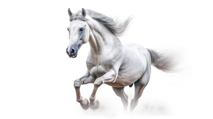 Obraz na płótnie Canvas a white horse running