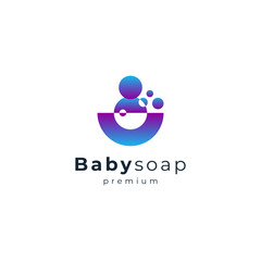 baby and bath with soap for baby soap brand logo design