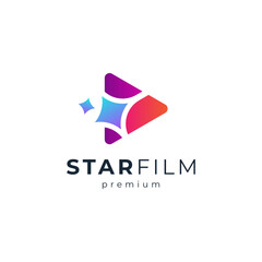 play button and star for film and movie logo design