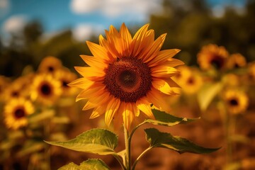 Fototapeta premium Portrait beautiful sunflower AI Generative