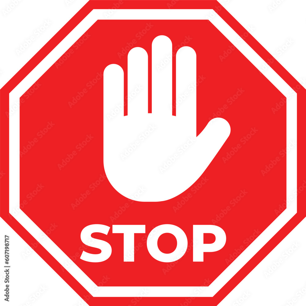 Wall mural stop sign icon notifications that do not do anything. stop sign. the hand stops. stop vector sign. r
