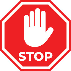 Stop sign icon Notifications that do not do anything. stop sign. the hand stops. Stop vector sign. Red stop sign icon, flat style