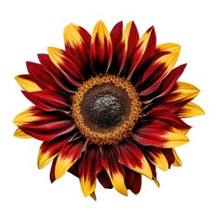 Portrait red sunflower isolated on white AI Generative