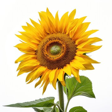 Portrait sunflower isolated on white AI Generative