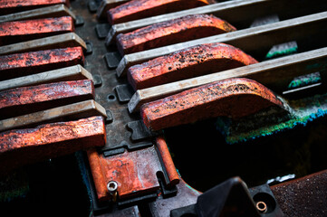 Electrolysis bathtub with installed copper anodes at plant
