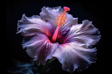 Portrait hibiscus flower isolated on black AI Generative