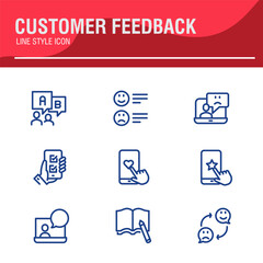 set line vector icon Testimonial, Customer Feedback and User Experience related icon set