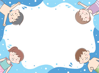 水着の子供たちのフレーム