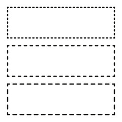 Dashed line rectangles.Thin and thick lines. Cut lines, rectangle cutout forms. vector illustration.