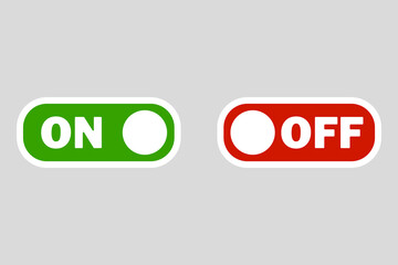 On and Off Toggle Switch Buttons with Lettering Modern Devices. User Interface Mockup or Template. Vector illustration.