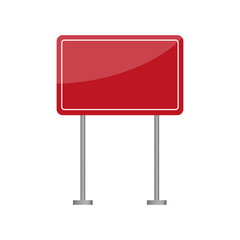 Red road sign with blank copy space. Realistic template for street signboard. Vector illustration.