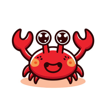 Crab kawaii mascot icon happy illustration
