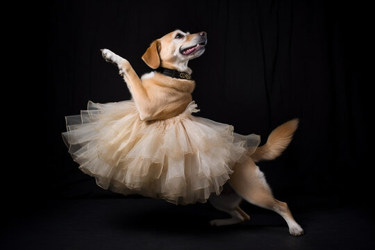 generative AI.
a cute dog wearing a ballet dress
