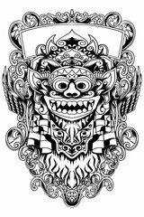 Barong Bali vector image illustration using line art style