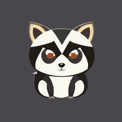 Cute vector illustration or icon of racoon