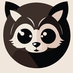 Cute vector illustration or icon of racoon