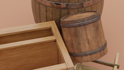 wooden barrel with wine