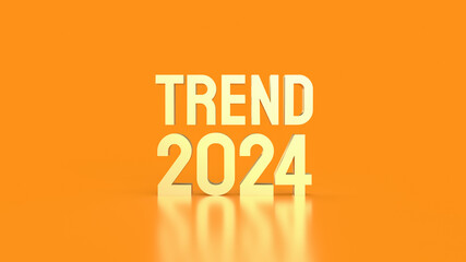 The gold text trend 2024 on orange background  3d rendering