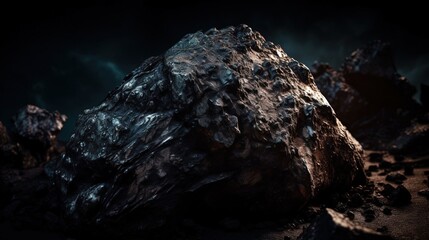 Obraz na płótnie Canvas Cosmic space rocks depicted through a close-up view of a meteorite generative ai