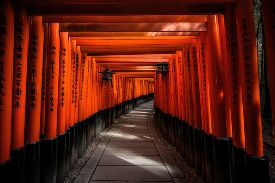 Captivating picture of Japan's Kyoto's Fushimi Inari Shrine, generative AI