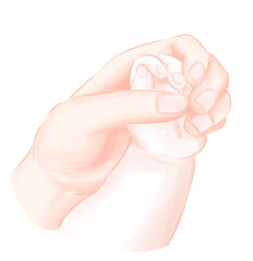 赤ちゃんの手を握る大人の手