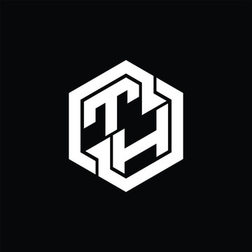 TH Logo monogram gaming hexagon geometric shape design template