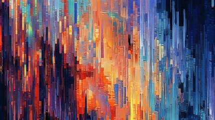 An abstract painting with vibrant lines and colors. Generative AI